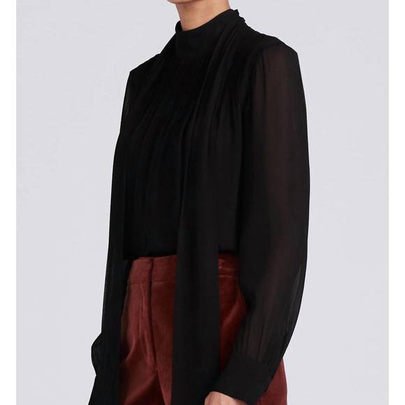 NEW DEREK LAM 10 CROSBY valentine neck tie blouse in black - Picture 1 of 5